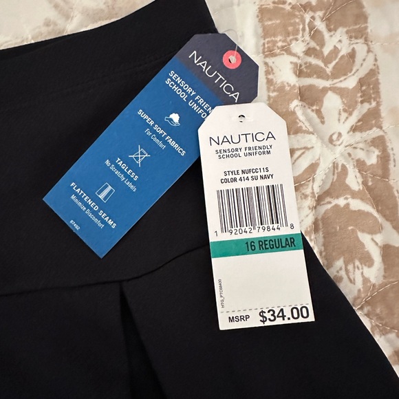 Nautica Sensory Friendly School Uniform Pleated Scooter Skort Navy Girls NWT - Picture 4 of 7